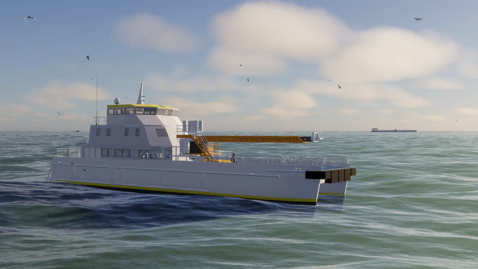 Offshore service vessel operating at sea